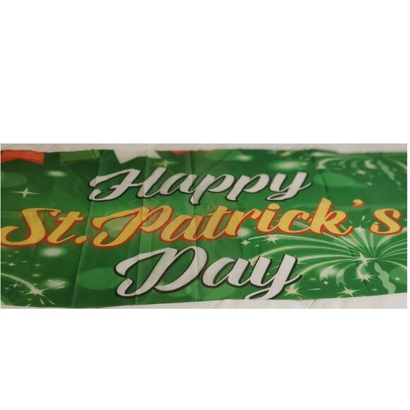 St. Patrick’s Day Banner Sign 120" x 20" Polyester with Grommets & Ribbon String - Picture 8 of 11